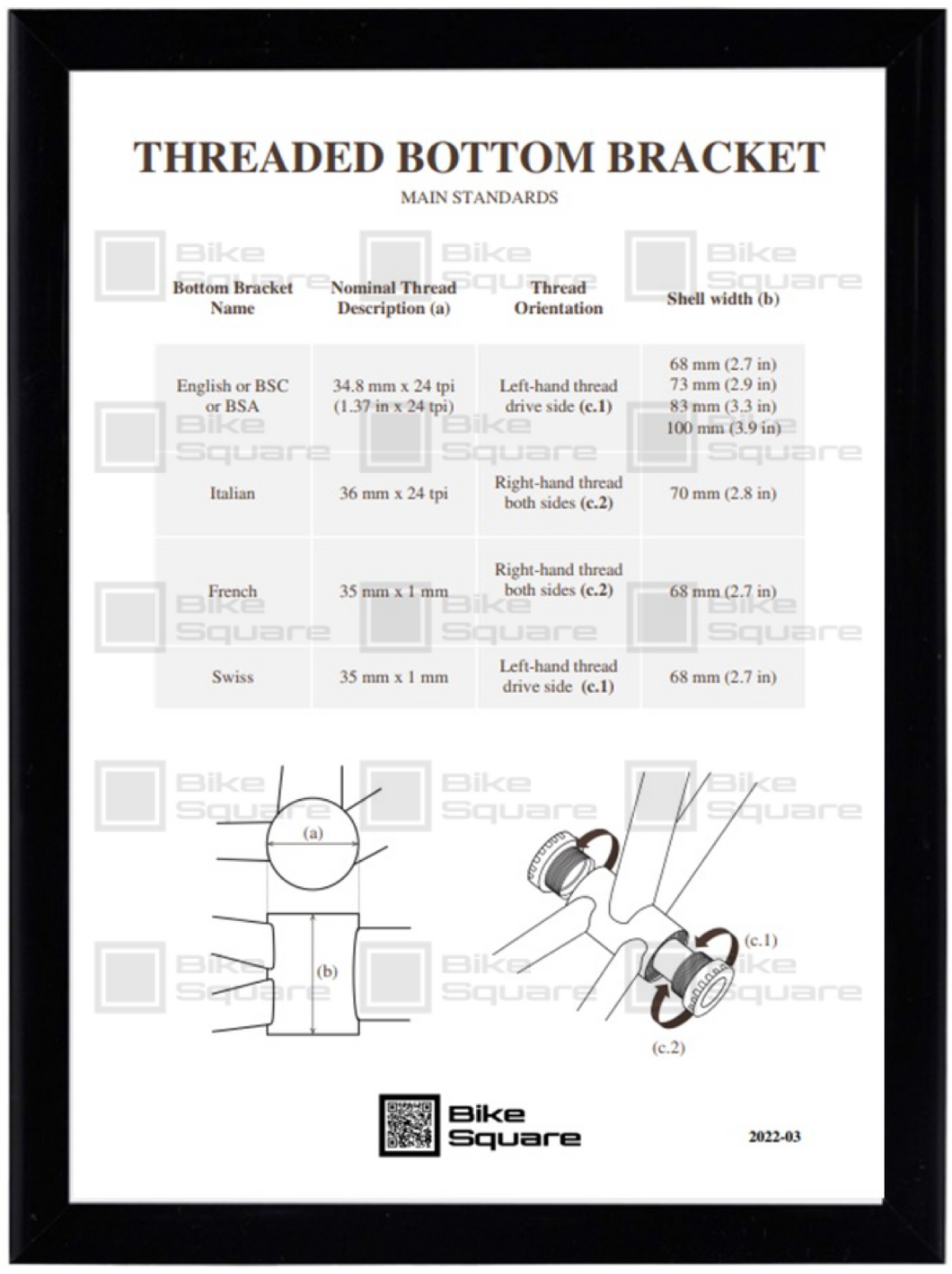THREADED BOTTOM BRAKET - N. 2022-03